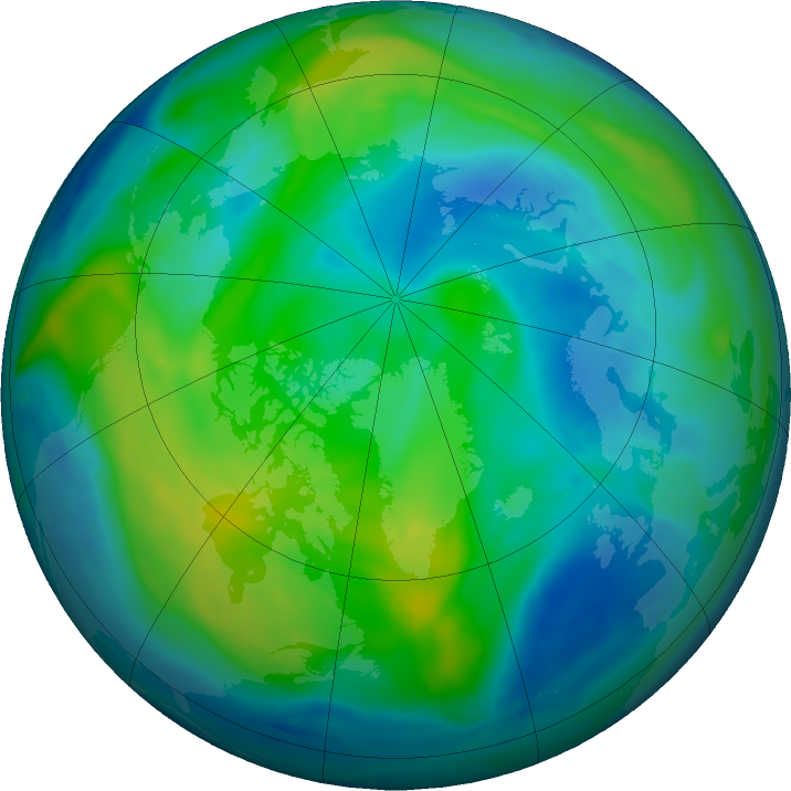 Arctic ozone map for 16 November 2020